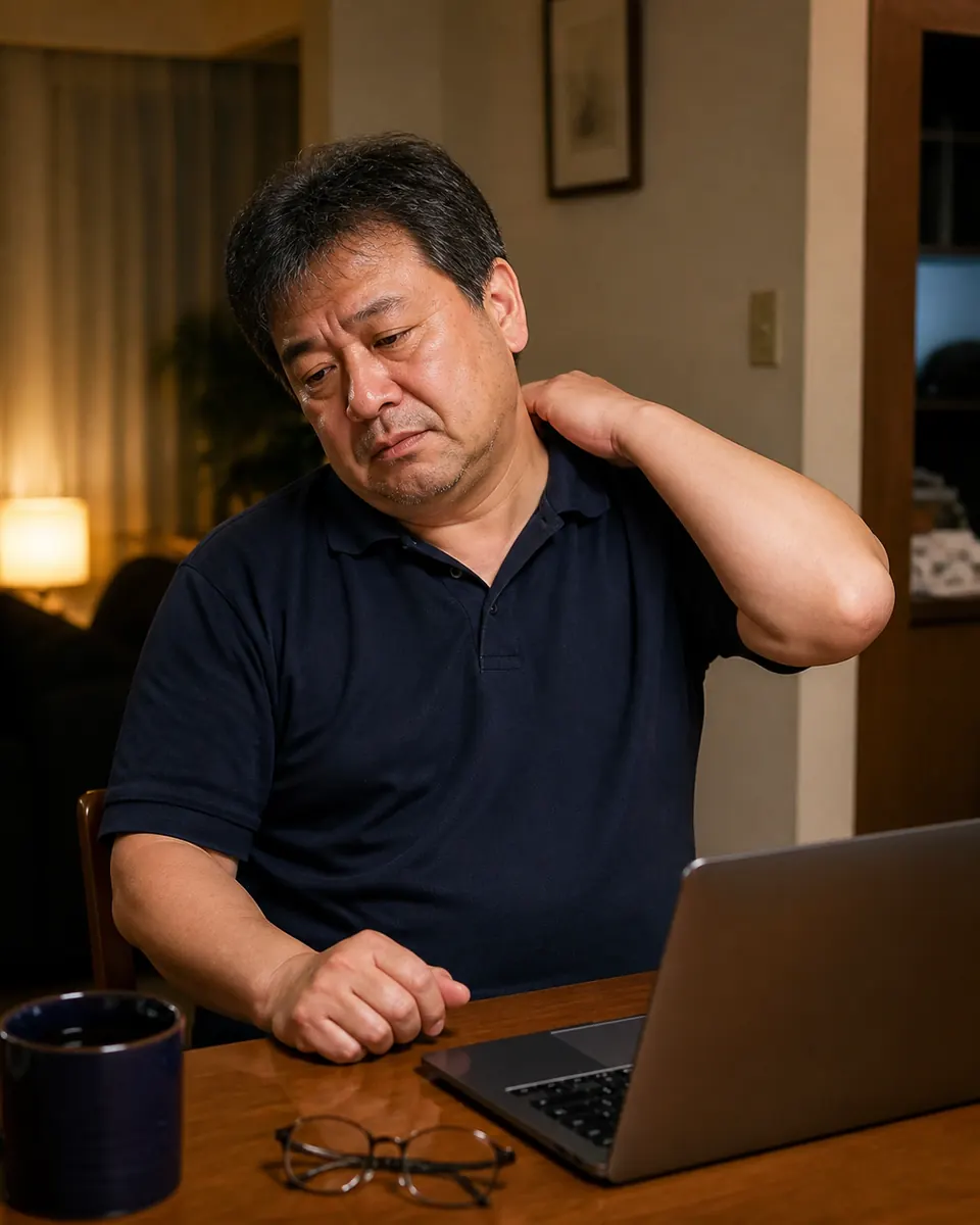 首・肩まわりが気になる50代男性のイメージ
