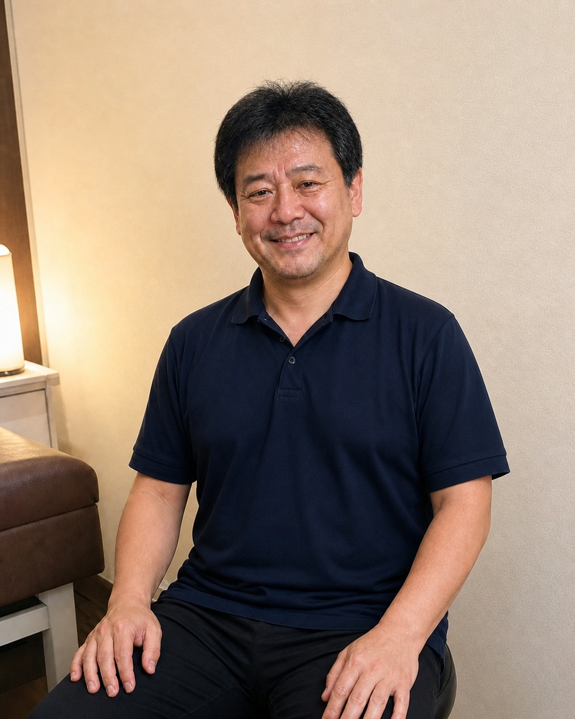 施術後に自然な笑顔を見せる男性のイメージ